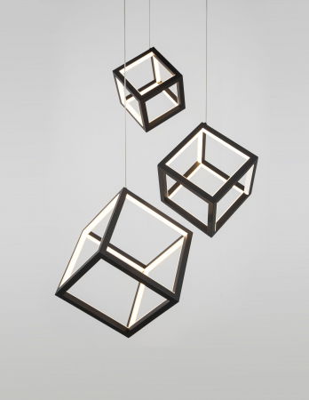 Lustra dimabila aurie/neagra LED 3 pendule forma cub Gerho 56 cm, design minimalist, 9818231 - Novaluce [3]