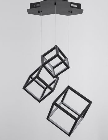 Lustra dimabila aurie/neagra LED 3 pendule forma cub Gerho 56 cm, design minimalist, 9818231 - Novaluce [1]
