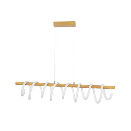Lustre Dormitor - Lustra dimabila premium liniara Eka 100 cm, din lemn si LED spirala acril, 9071010 - Novaluce