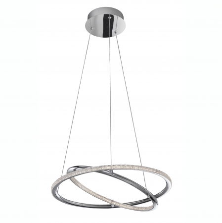 Lustre Dormitor - Lustra eleganta crom cu cristale Abiram Ø45 cm, doua piese tip inel LED ajustabile, 8107402 - Novaluce