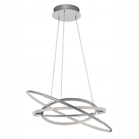 Lustre Dormitor - Lustra eleganta crom cu cristale Abiram Ø60 cm, trei piese tip inel LED ajustabile, 8107401 - Novaluce