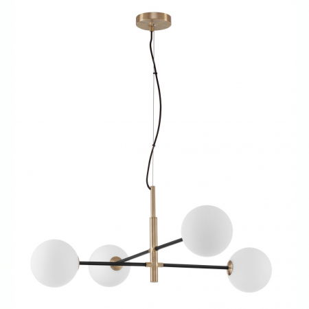 Lustre Dormitor - Lustra eleganta Nelly auriu cu negru, 4 becuri G9, design modern sticla/metal, 9143304 - Novaluce