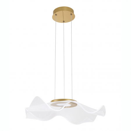 Lustre - Lustra eleganta Wavy aurie cu abajur ondulat transparent, LED 30W, 9054501 - Novaluce