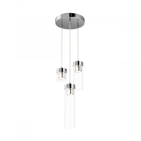 Lustre Dormitor - Lustra argintie 3 pendule cu cristale GEM Ø31 cm sticla transparenta/metal, 003064-009231 - Zumaline