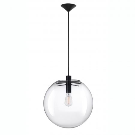 Lustre Dormitor - Lustra glob transparent sticla Levi Black Ø30/40/50 cm, metal negru, 1xE27, 42108001 - Novaluce
