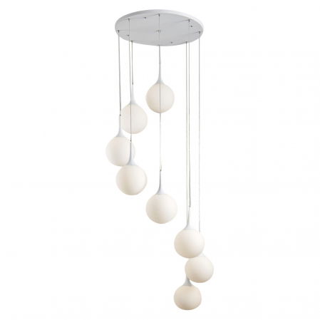 Lustre Dormitor - Lustra inalta lux alba cu 8 surse de lumina Maike Ø 70x300 cm metal/sticla opal, CX4094 - Maxlight