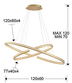 Lustra LED dimabila bluetooth aurie design lux Carin, 2 elipse metal, inaltime reglabila, 652043B - Schuller [1]