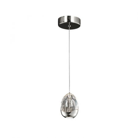 Lustre Dormitor - Lustra LED crom/aurie Rikki, pendul din sticla cu bule decorative, inaltime reglabila, 784326 - Schuller