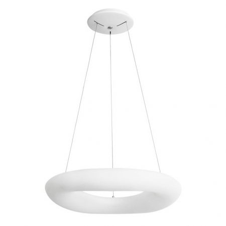 Lustre Dormitor - Lustra LED dimabila din acril alba Sema Ø 60 cm, baza metal, ajustabila, 9106246 - Novaluce