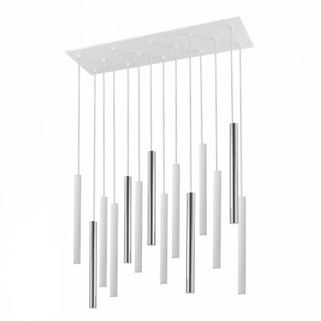 Lustre Dormitor - Lustra LED dimabila dreptunghiulara diverse culori Kimber, 14 pendule metal, inaltime reglabila, 373416 - Schuller