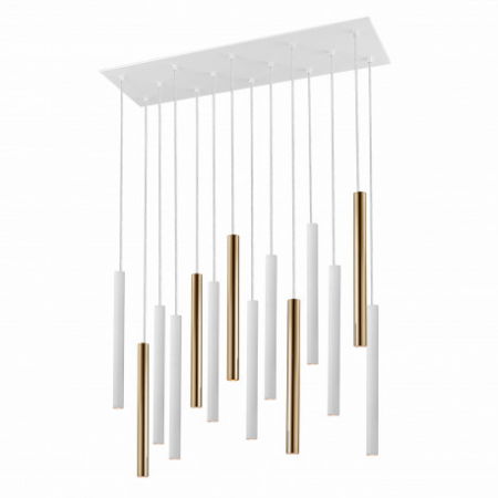 Lustre Dormitor - Lustra LED dimabila dreptunghiulara diverse culori Kimber, 14 pendule metal, inaltime reglabila, 373437 - Schuller
