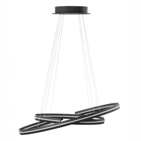 Lustre Dormitor - Lustra LED dimabila moderna neagra Rosa Ø80 cm 55W, doua cercuri aluminiu, 9392011 - Novaluce