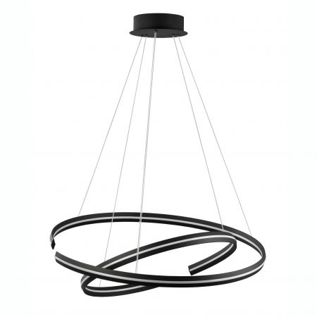 Lustre Dormitor - Lustra LED dimabila moderna neagra Rosa II Ø80 cm 93W, doua cercuri aluminiu, 9392012 - Novaluce