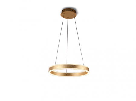 Lustre Dormitor - Lustra LED lux rotunda aurie/argintie Linet, Ø 50 cm, metal, inaltime reglabila, 831940 - Schuller