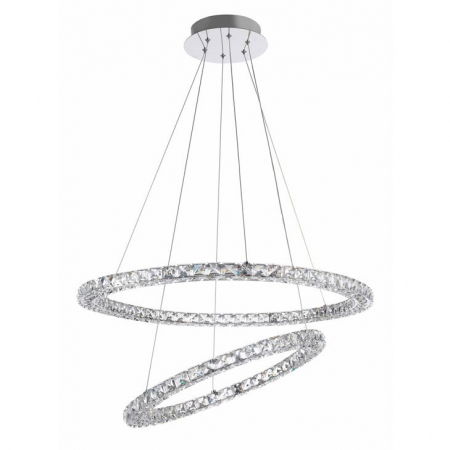 Lustre Dormitor - Lustra LED lux rotunda Katinca, 2 inele ajustabile din metal si cristale, Ø 70 cm, 9172518 - Novaluce