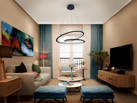 Lustra LED moderna neagra Tamiz metal Ø 60 cm, inaltime reglabila, 527583 - Schuller [2]