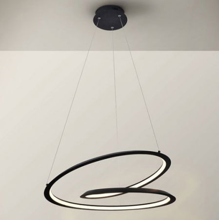 Lustre Dormitor - Lustra LED moderna neagra Tamiz metal Ø 60 cm, inaltime reglabila, 527583 - Schuller