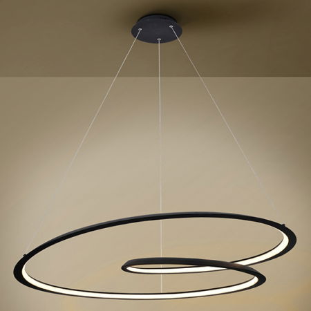 Lustre Dormitor - Lustra LED moderna neagra Tamiz metal Ø 97 cm, inaltime reglabila, 527644 - Schuller