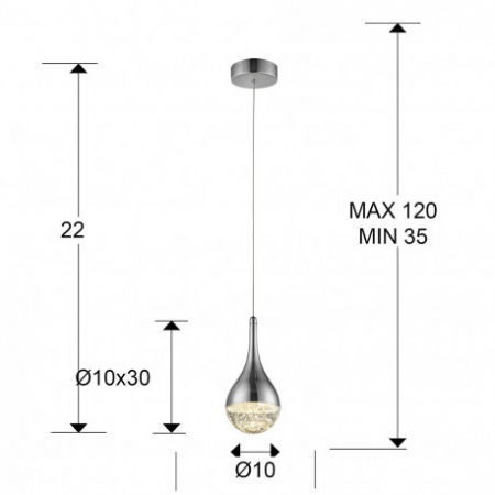 Lustra LED tip pendul crom Jengo Ø 10 cm aspect picatura metal-sticla cu bule decorative, inaltime ajustabila, 773106 - Schuller [1]
