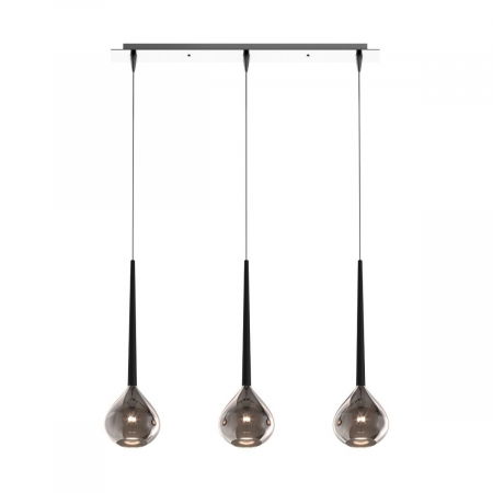 Lustre Dormitor - Lustra liniara crom LIBRA cu 3 pendule, inaltime reglabila, metal/sticla, 003064-001772 - Zumaline