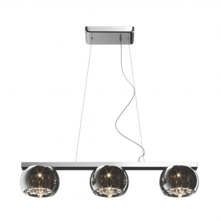 Lustre Dormitor - Lustra liniara CRYSTAL cu 3 abajururi din sticla, inaltime reglabila, 003064-001014 - Zumaline