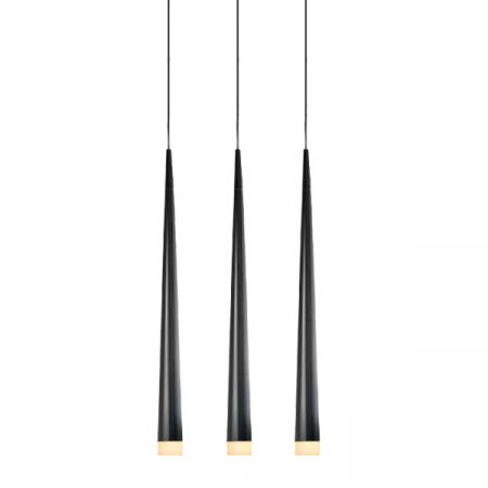 Lustre Dormitor - Lustra liniara cu 3 pendule LED forma con negru/alb/crom Culh 55 cm, design modern, metal, AZ 0118 - Azzardo