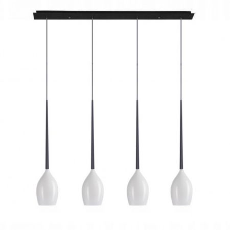 Lustre Dormitor - Lustra liniara cu 4 pendule suspendate Garnet Line 107 cm, diverse culori, detaliu metalic negru, AZ 0101 - Azzardo