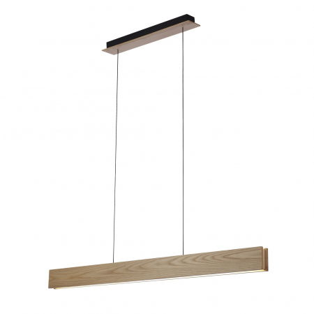 Lustre Dormitor - Lustra liniara dimabila LED din lemn natural exotic Eslem 120 cm, design modern scandinav, AZ 2700 - Azzardo