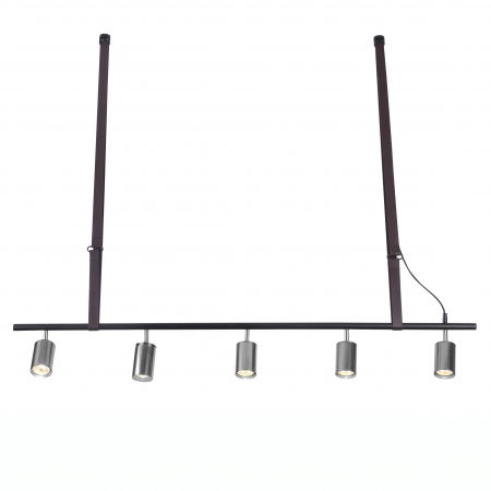 Lustre Dormitor - Lustra liniara eleganta Romy cu 5 spoturi reglabile aurii/crom, curele maro piele sintetica, AZ 2638 - Azzardo