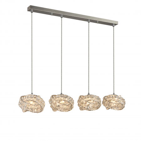 Lustre Dormitor - Lustra liniara extravaganta Amelie abajur cristale, design modern, 4 becuri, AZ 2105 - Azzardo