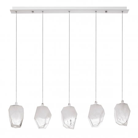 Lustre Dormitor - Lustra liniara Ice 80 cm cu 5 pendule forma cub gheata, 5xG9, sticla gradient, 9260235 - Novaluce