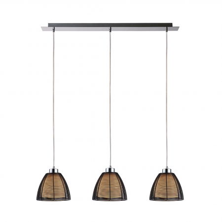 Lustre Dormitor - Lustra liniara neagra PICO cu 3 pendule, inaltime reglabila, metal/sticla, 003064-001994 - Zumaline