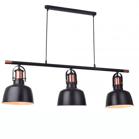 Lustre Dormitor - Lustra liniara pendul neagra/cupru stil industrial Oliver Line 110 cm, abajururi reglabile metal, AZ 2144 - Azzardo