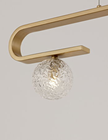 Lustra lux aurie liniara Fedora 80 cm globuri sticla structurata, 3 becuri LED G9, 9960272 - Novaluce [2]