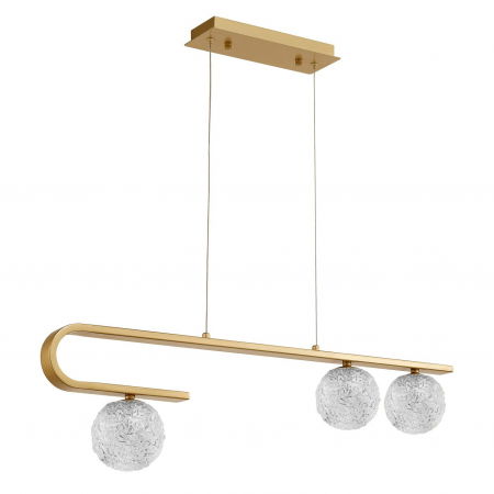 Lustra lux aurie liniara Fedora 80 cm globuri sticla structurata, 3 becuri LED G9, 9960272 - Novaluce [0]