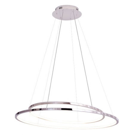 Lustre Dormitor - Lustra lux crom 2 inele LED dimabil Senia Ø 80 cm metal/acril inaltime reglabila, P0375D - Maxlight