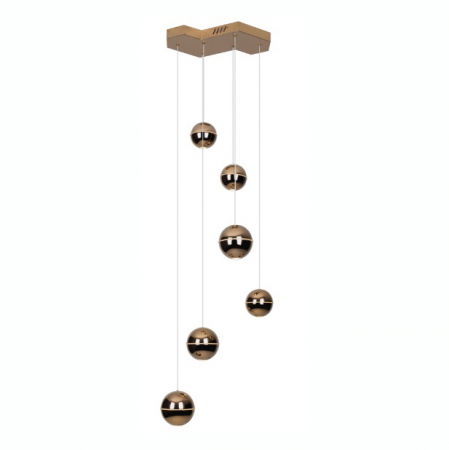 Lustre Dormitor - Lustra lux cupru/crom Hagan 42x160 cm, 6 globuri LED otel, P0316D - Maxlight