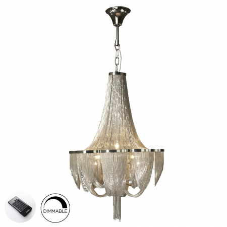 Lustre Dormitor - Lustra dimabila lux extravaganta lanturi metalice Naja Ø 55/68/86 cm, inaltime reglabila, cu telecomanda, 872853D - Schuller