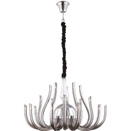 Lustre Dormitor - Lustra lux fumurie Tore Ø 75 cm sticla curbata/metal, inaltime reglabila, P0072 - Maxlight