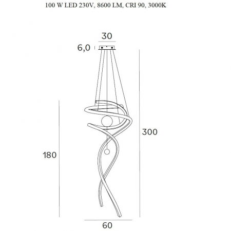Lustra lux inalta aurie LED dimabil Naisi Ø 60 cm metal/acril, inaltime reglabila, P0427D - Maxlight [1]