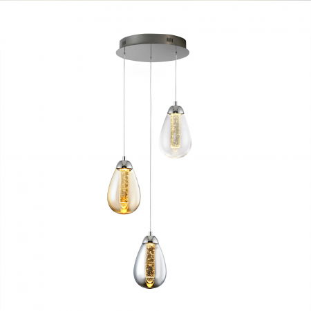 Lustre Dormitor - Lustra lux rotunda Izma, 3 pendule sticla in 3 nuante, in forma de para, inaltime reglabila, 394782 - Schuller