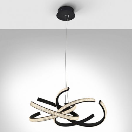 Lustra lux LED neagra Dali, Ø 47 cm, metal si acril, inaltime reglabila, 302975 - Schuller [0]