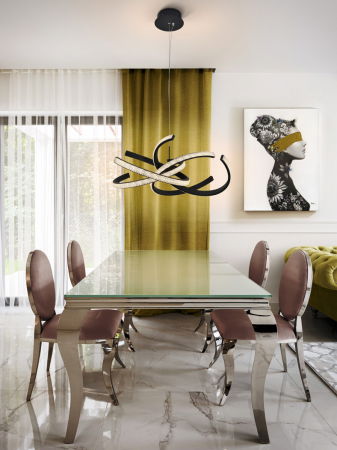 Lustra lux LED neagra Dali, Ø 47 cm, metal si acril, inaltime reglabila, 302975 - Schuller [1]