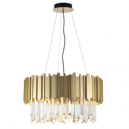 Lustre Dormitor - Lustra lux rotunda aurie cu cristale Carmina, din metal, Ø 73/85 cm, 81091706 - Novaluce