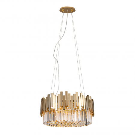 Lustre Dormitor - Lustra lux rotunda aurie Katarine Ø 45 cm metal/sticla, inaltime reglabila, P0368 - Maxlight