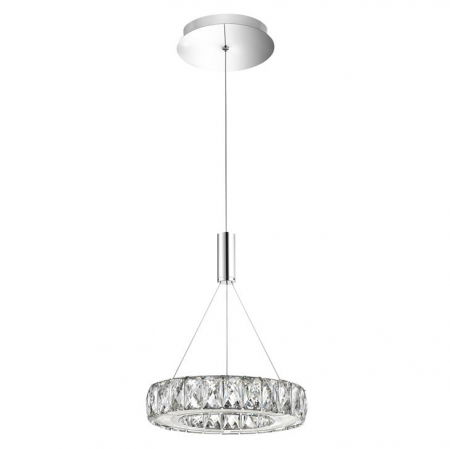 Lustre Dormitor - Lustra lux rotunda Lisana, abajur din sticla transparenta, Ø 27 cm, 7402402 - Novaluce