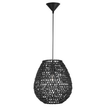 Lustre Dormitor - Lustra maro/neagra tip pendul premium Komo, abajur din hartie mocca, Ø 30,5 cm, inaltime reglabila, 9858713 - Novaluce