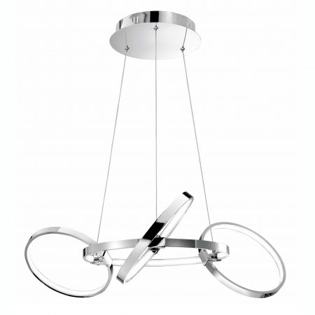 Lustre Dormitor - Lustra moderna 4 inele crom LED ajustabile Gyslain 75 cm, design lux, 7272801 - Novaluce