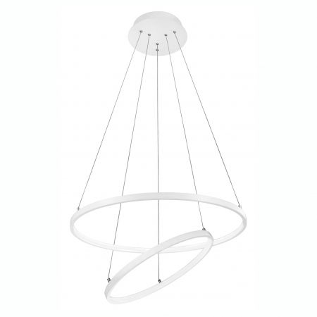 Lustre Dormitor - Lustra moderna alb mat Viken Ø60 cm cu iluminare LED dimabila, abajur tip cerc inaltime reglabila, 17222002 - Novaluce