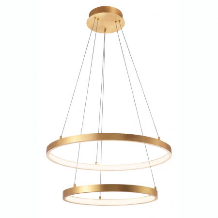 Lustre Dormitor - Lustra moderna aurie 2 pendule rotunde reglabile LED Kodey Ø60 cm, design lux, 8100281 - Novaluce